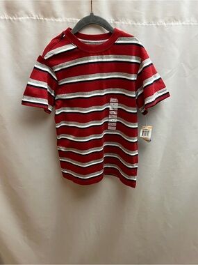 Greendog Boys Red Striped Short Sleeve T Shirt Size 7 NWT Cotton Casual Tee